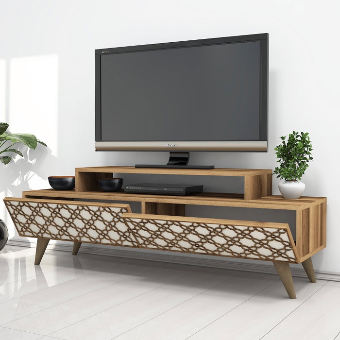 Hanah Home Soporte para TV City - Nogal, Crema